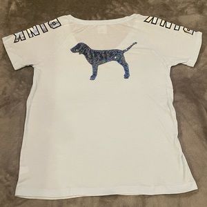 Pink Victoria’s Secret sequined short sleeve shirt